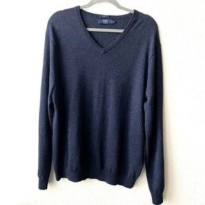 J.Crew Mens Sweater Size XL Slim Merino Wool Blue 03795 Vneck